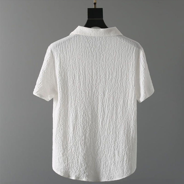 Buddha Stones 2-teiliges, einfarbiges, faltiges V-Ausschnitt-Kurzarm-T-Shirt-Hosen-Kleidungsset für Herren - image 9