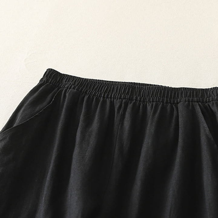 Buddha Stones Sommer-Damenhose mit weitem Bein und Taschen, einfarbig, elastischer Bund - image 23