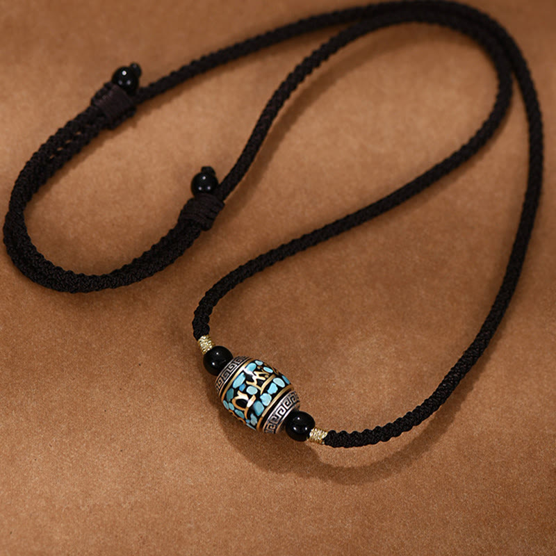 Buddha Stones ​​Tibet Om Mani Padme Hum Dzi Perle Muster Schutz Drehbare Halskette Anhänger - image 2