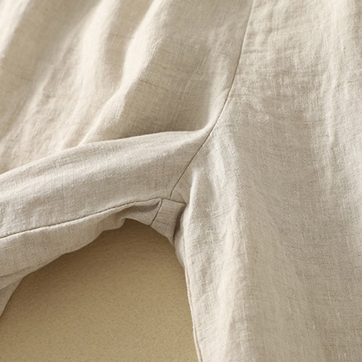 Buddha Stones Lässiges Retro-Kordelzug-Stickerei-Design Damen-Baumwollleinenhose 7-8 Länge mit Taschen - image 7