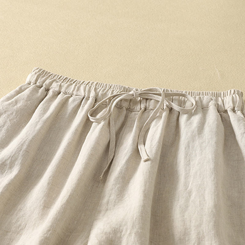 Buddha Stones Casual Retro Hose mit Kordelzug und Stickerei, Damenlänge 7-8 mit Taschen - image 2