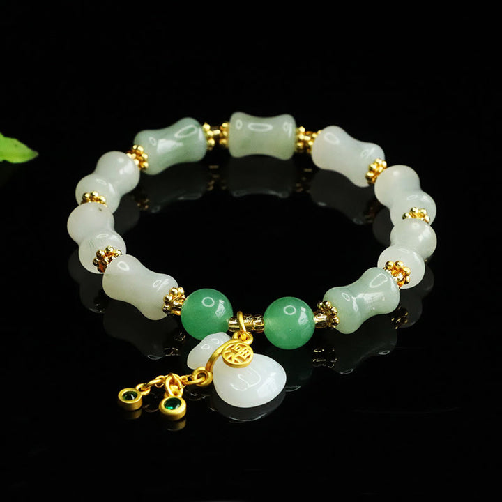 Buddha Stones Natürliches Tianshan Jade Fu Charakter Geldbeutelmuster Wohlstandsarmband - Tianshan-Jade (Handgelenkumfang: 15–17 cm) - image 1