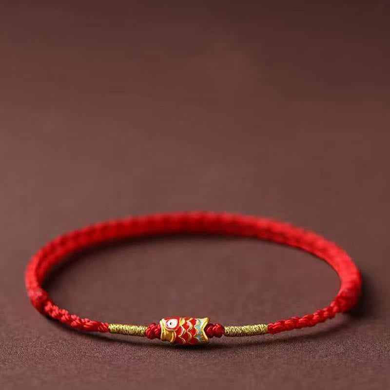 Buddha Stones Koi Fisch Handgemachtes geflochtenes rotes Schnurarmband - image 4