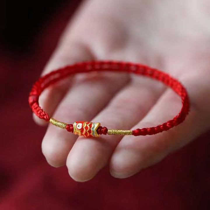Buddha Stones Koi Fisch Handgemachtes geflochtenes rotes Schnurarmband - image 3