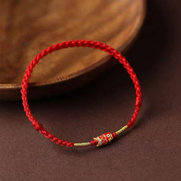 Buddha Stones Koi Fisch Handgemachtes geflochtenes rotes Schnurarmband - image 2