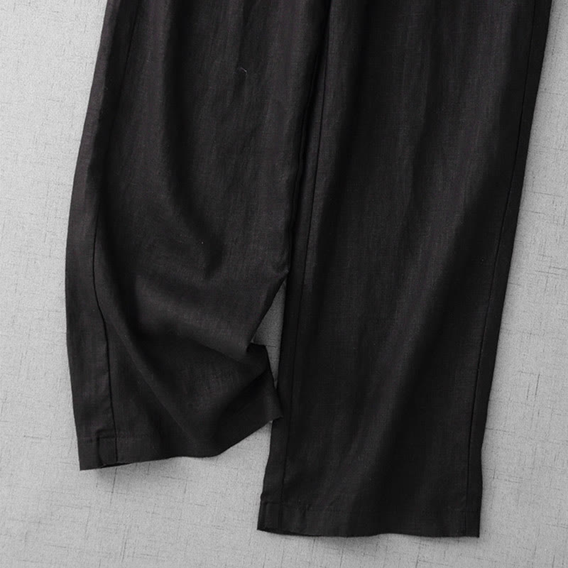 Buddha Stones Lässige Baumwollhose mit hoher Taille, Rüschen und Kordelzug, weites Bein und Taschen für Damen - image 23