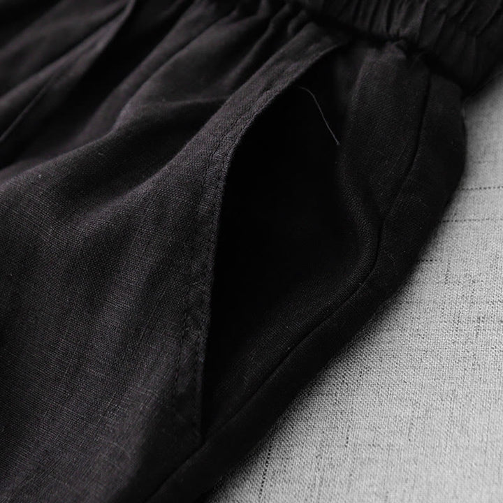 Buddha Stones Lässige Baumwollhose mit hoher Taille, Rüschen und Kordelzug, weites Bein und Taschen für Damen - image 20