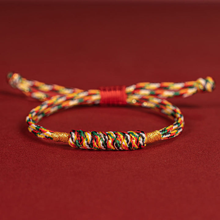 Buddha Stones Handgemachtes geflochtenes rotes String Happy Knot Flachknoten Buntes Seilarmband - Farbiges Seil - 16-17 cm - image 11