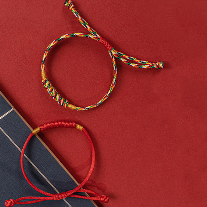 Buddha Stones Handgemachtes geflochtenes rotes String Happy Knot Flachknoten Buntes Seilarmband - image 16
