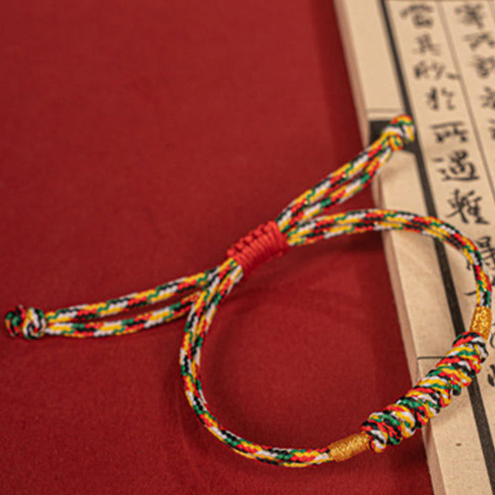 Buddha Stones Handgemachtes geflochtenes rotes String Happy Knot Flachknoten Buntes Seilarmband - image 12