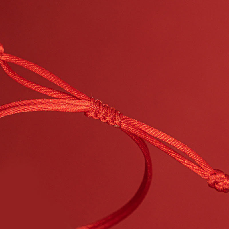 Buddha Stones Handgemachtes geflochtenes rotes String Happy Knot Flachknoten Buntes Seilarmband - image 9