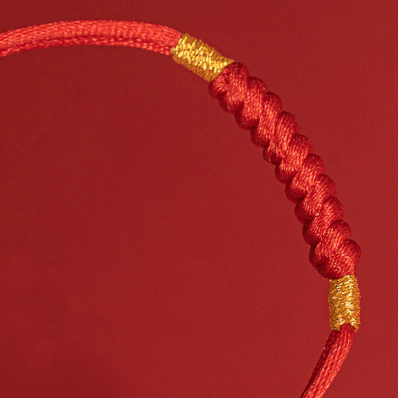 Buddha Stones Handgemachtes geflochtenes rotes String Happy Knot Flachknoten Buntes Seilarmband - image 8