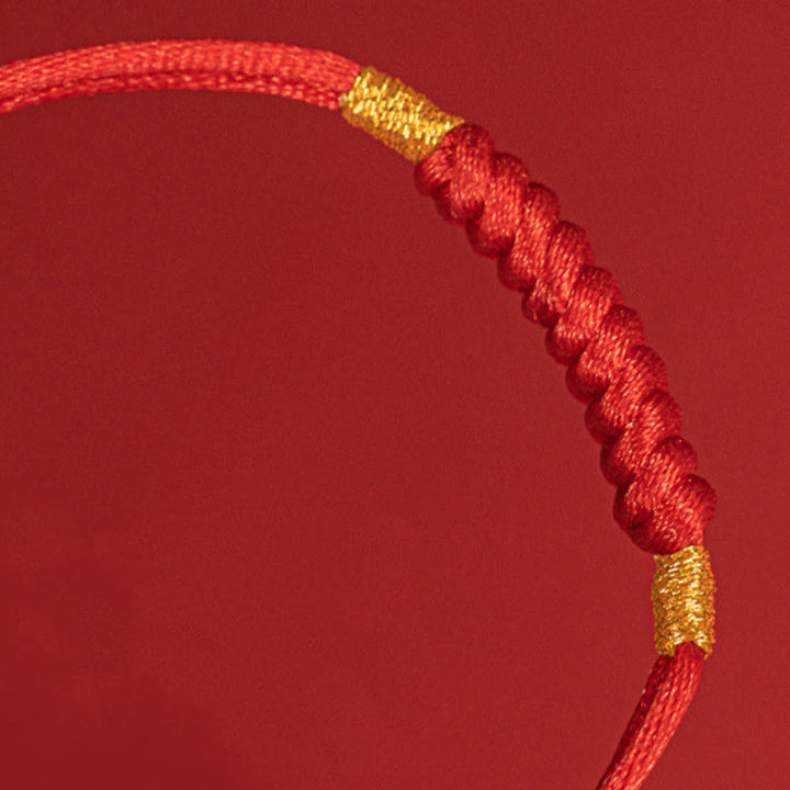 Buddha Stones Handgemachtes geflochtenes rotes String Happy Knot Flachknoten Buntes Seilarmband - image 8