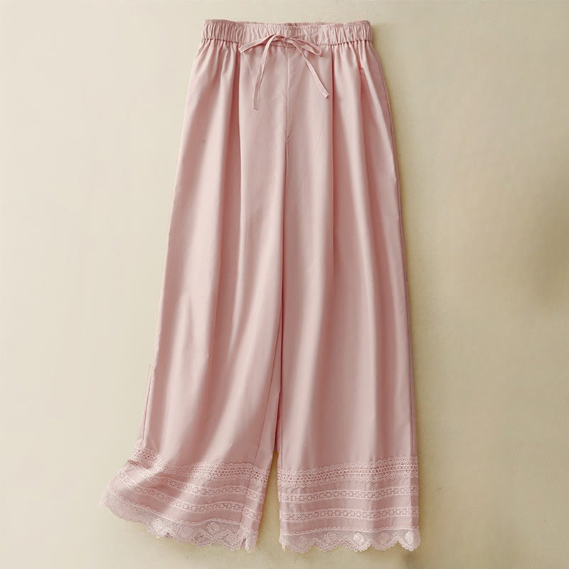 Buddha Stones Commute – Knöchellange Damenhose aus Baumwolle mit weitem Bein und Taschen, einfarbig, Patchwork-Design mit Kordelzug - Hellrosa - US12, UK/AU16, EU44 (2XL) - image 0