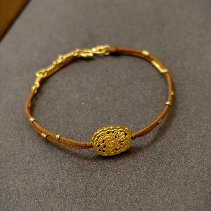 Buddha Stones Handgefertigtes Balance-Armband mit Kupfer- und Goldbeschichtung, Pfingstrose - Kupfer und Seil (Handgelenkumfang: 14–15 cm) - image 1