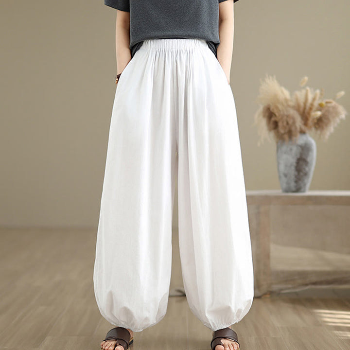 Buddha Stones Commute Summer Plain Damen Baumwoll-Pumphose mit Taschen - image 8