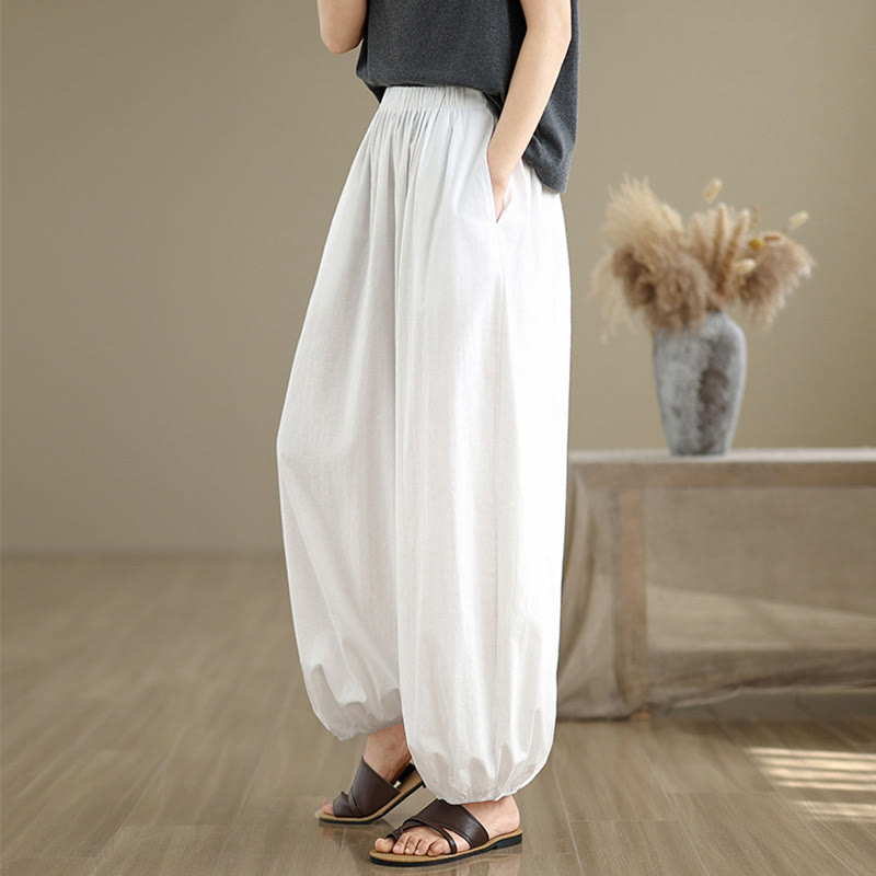 Buddha Stones Commute Summer Plain Damen Baumwoll-Pumphose mit Taschen - image 11