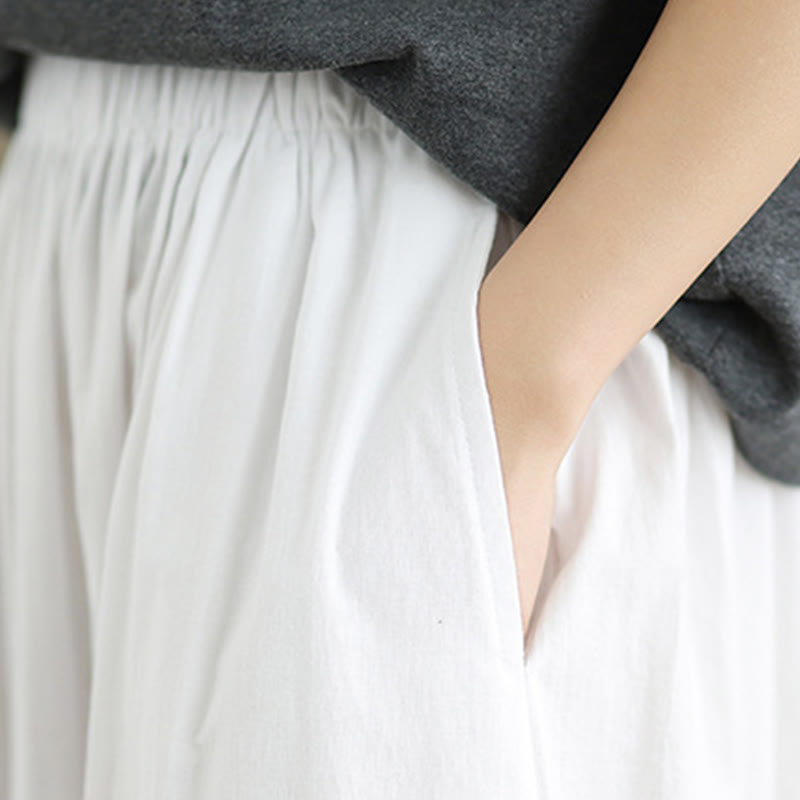 Buddha Stones Commute Summer Plain Damen Baumwoll-Pumphose mit Taschen - image 14