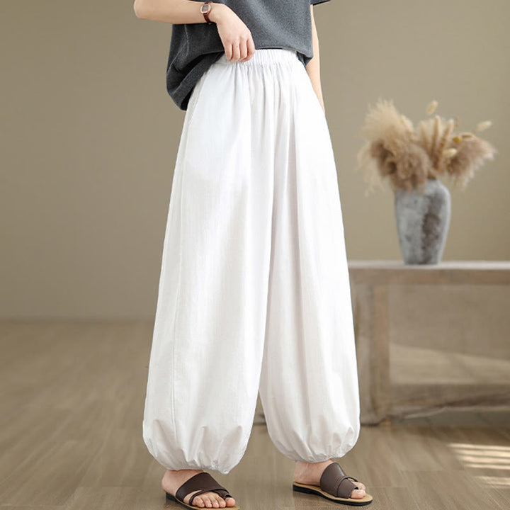 Buddha Stones Commute Summer Plain Damen Baumwoll-Pumphose mit Taschen - image 9