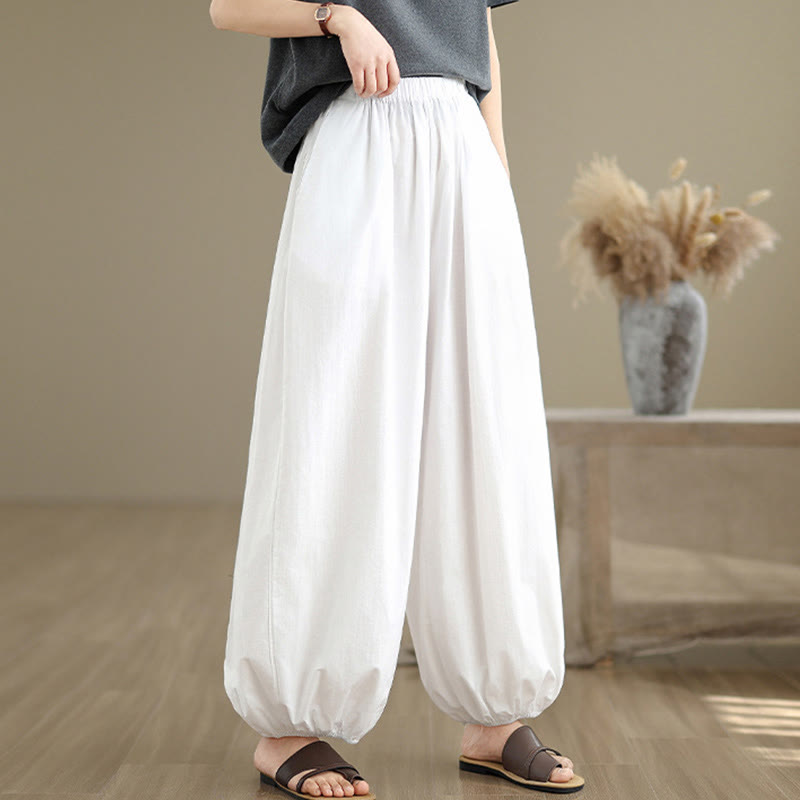Buddha Stones Commute Summer Plain Damen Baumwoll-Pumphose mit Taschen - image 10