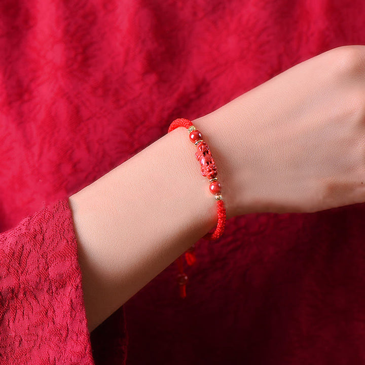 Buddha Stones , handgefertigt, Pixiu, Zinnober, Ruyi-Stick, Reichtum, Glück, geflochtenes Armband - image 3