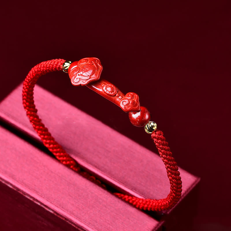Buddha Stones , handgefertigt, Pixiu, Zinnober, Ruyi-Stick, Reichtum, Glück, geflochtenes Armband - image 9