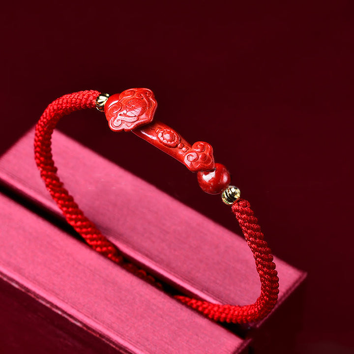 Buddha Stones , handgefertigt, Pixiu, Zinnober, Ruyi-Stick, Reichtum, Glück, geflochtenes Armband - image 9