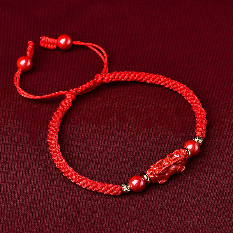 Buddha Stones , handgefertigt, Pixiu, Zinnober, Ruyi-Stick, Reichtum, Glück, geflochtenes Armband - image 2