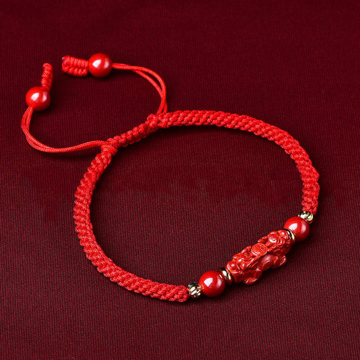 Buddha Stones , handgefertigt, Pixiu, Zinnober, Ruyi-Stick, Reichtum, Glück, geflochtenes Armband - image 2