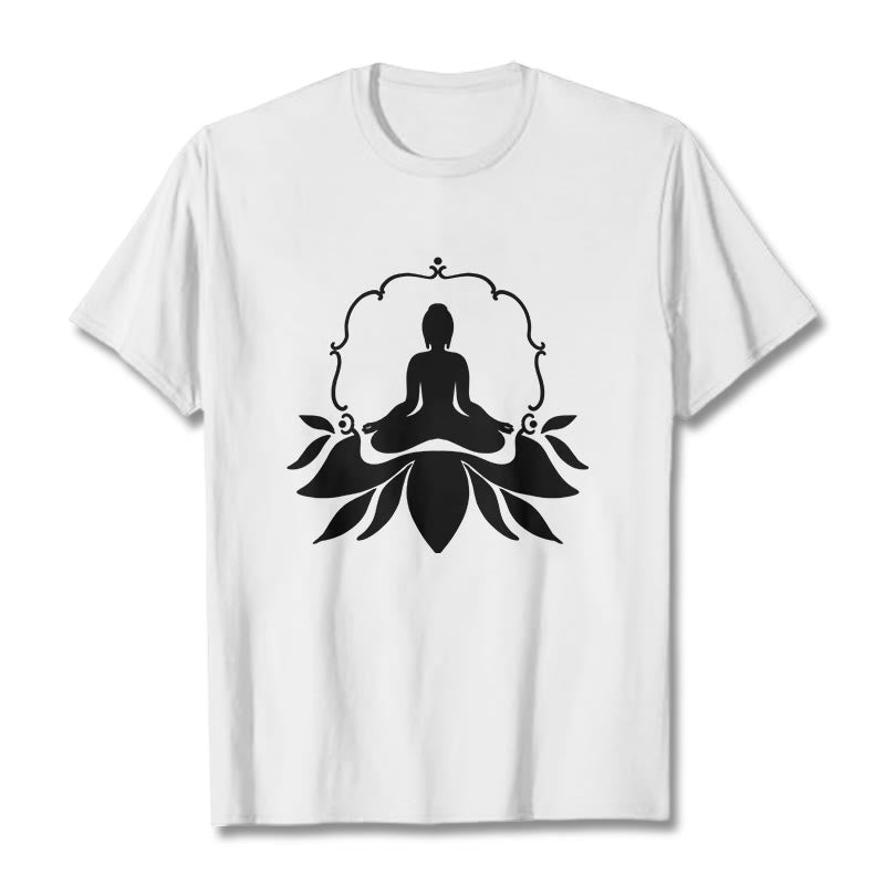 Buddha Stones ​​Meditierender Buddha Sitzend auf Gras T-Shirt - Weiß - 2XL - image 5