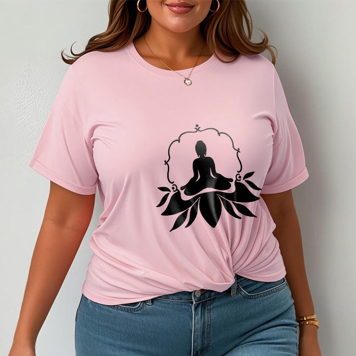 Buddha Stones ​​Meditierender Buddha Sitzend auf Gras T-Shirt - image 13