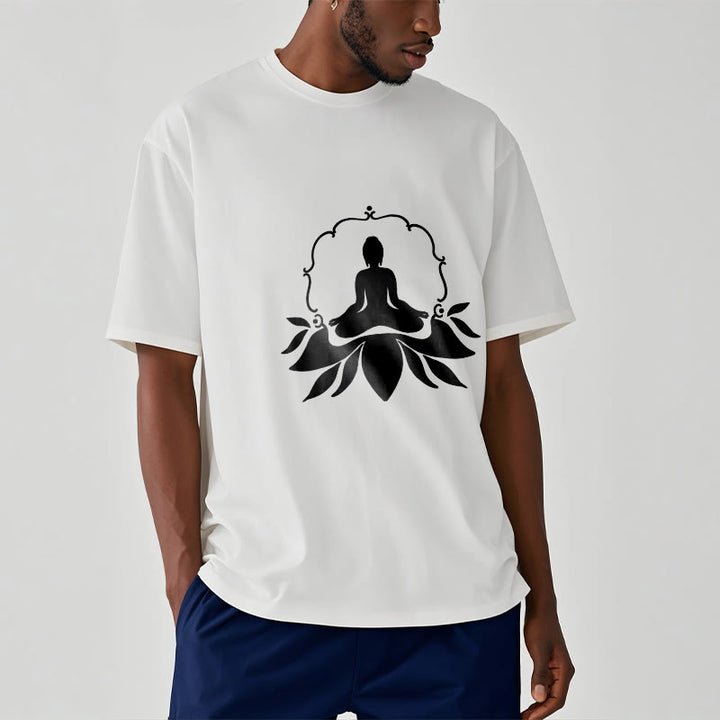 Buddha Stones ​​Meditierender Buddha Sitzend auf Gras T-Shirt - image 6
