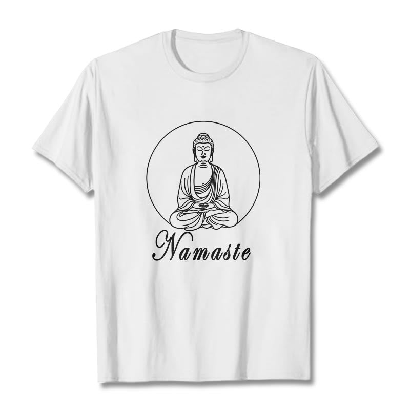 Buddha Stones NAMASTE Buddha Meditierendes T-Shirt - Weiß - 2XL - image 5