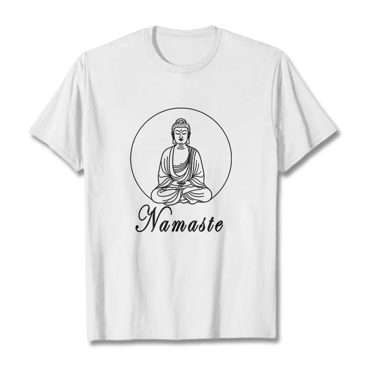 Buddha Stones NAMASTE Buddha Meditierendes T-Shirt - Weiß - 2XL - image 5