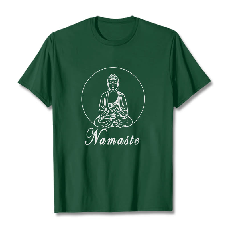 Buddha Stones NAMASTE Buddha Meditierendes T-Shirt - Waldgrün - 2XL - image 10