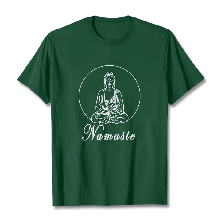 Buddha Stones NAMASTE Buddha Meditierendes T-Shirt - Waldgrün - 2XL - image 10