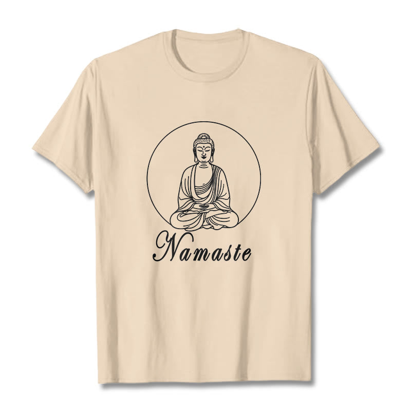 Buddha Stones NAMASTE Buddha Meditierendes T-Shirt - Biskuit - 2XL - image 8