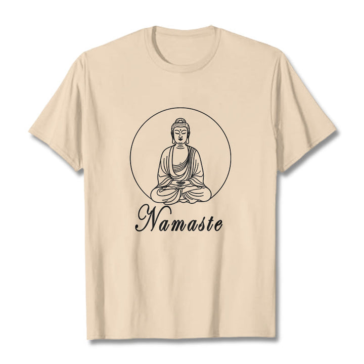 Buddha Stones NAMASTE Buddha Meditierendes T-Shirt - Biskuit - 2XL - image 8