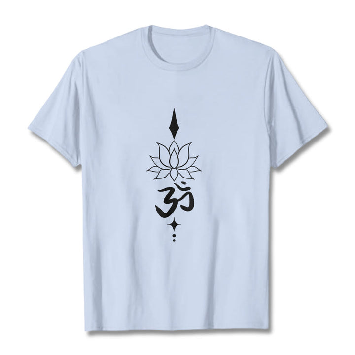Buddha Stones ​​Om Symbol Lotus T T-shirt - Hellcyan - 2XL - image 13