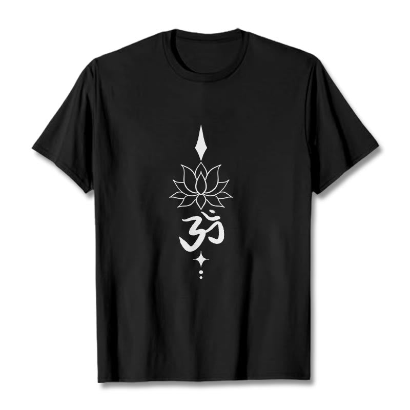 Buddha Stones ​​Om Symbol Lotus T T-shirt - Schwarz - 2XL - image 1
