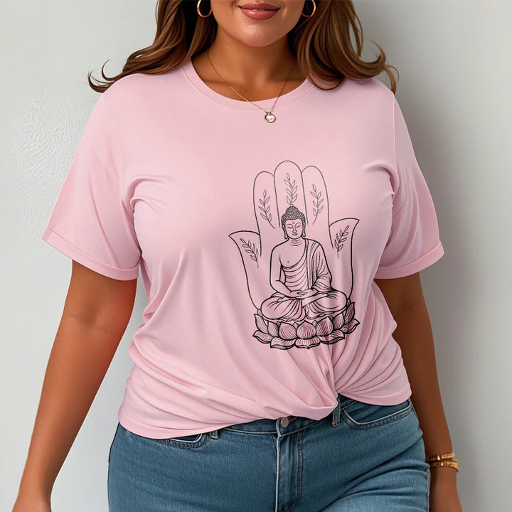 Buddha Stones ​​Meditierender Buddha Sitzende Hand Blätter Lotus Basis T-Shirt - image 13
