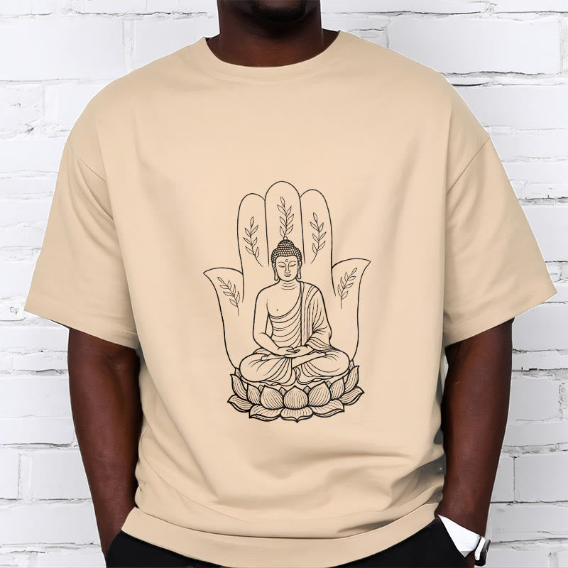 Buddha Stones ​​Meditierender Buddha Sitzende Hand Blätter Lotus Basis T-Shirt - image 9