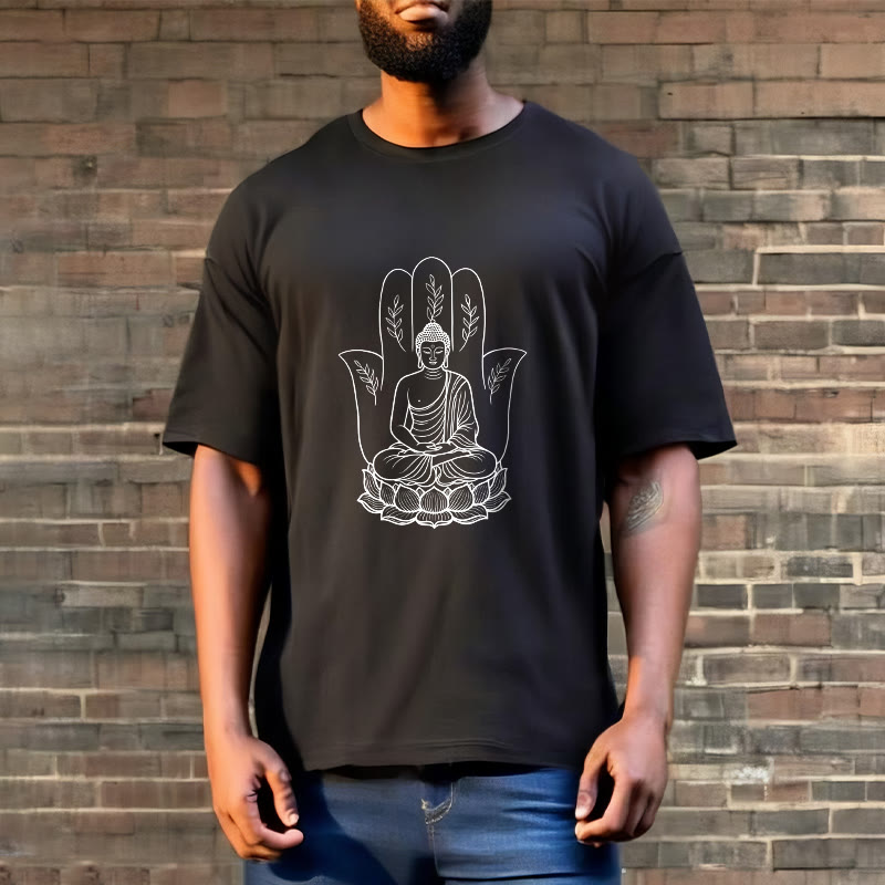 Buddha Stones ​​Meditierender Buddha Sitzende Hand Blätter Lotus Basis T-Shirt - image 6