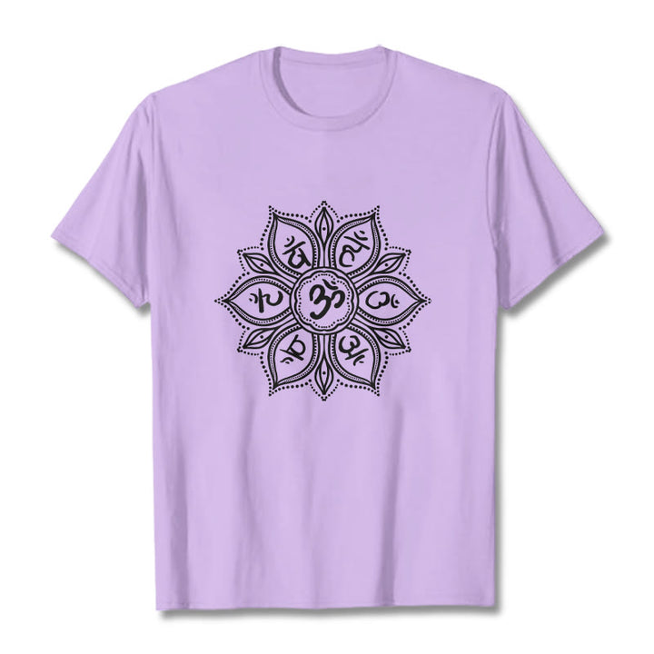 Buddha Stones Mandala Flower Om Mani Padme Hum Mantra T-Shirt - Pflaume - 2XL - image 16