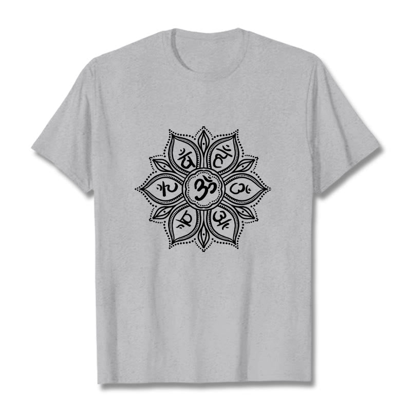 Buddha Stones Mandala Flower Om Mani Padme Hum Mantra T-Shirt - Hellgrau - 2XL - image 19