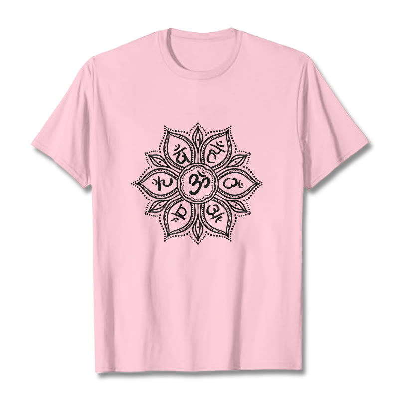 Buddha Stones Mandala Flower Om Mani Padme Hum Mantra T-Shirt - Hellrosa - 2XL - image 12