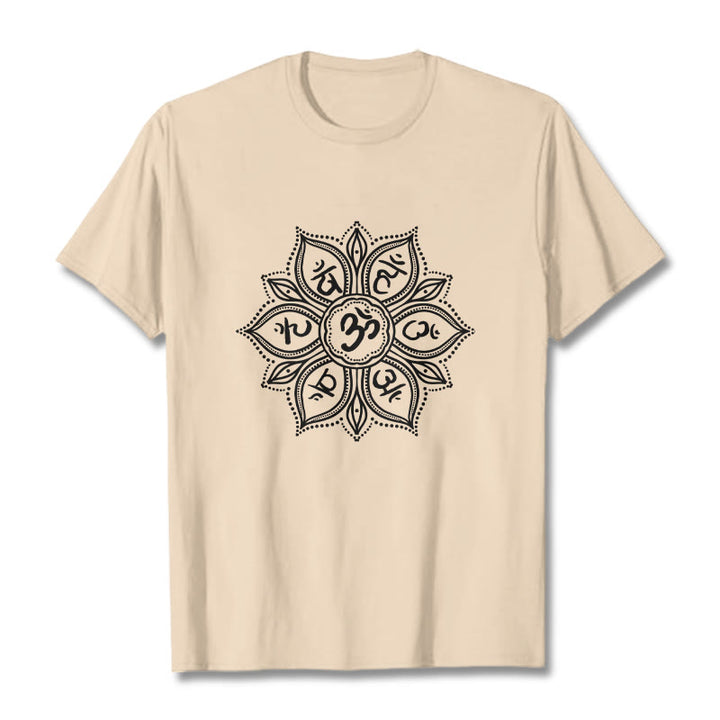 Buddha Stones Mandala Flower Om Mani Padme Hum Mantra T-Shirt - Biskuit - 2XL - image 10