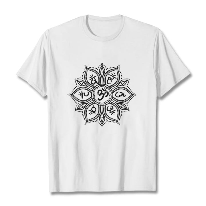 Buddha Stones Mandala Flower Om Mani Padme Hum Mantra T-Shirt - Weiß - 2XL - image 7