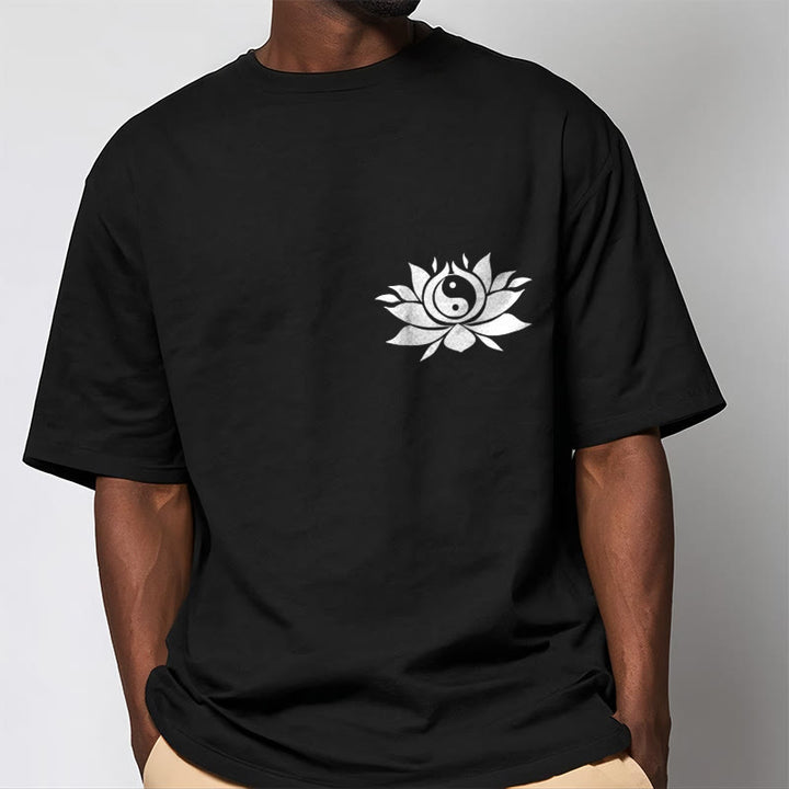 Buddha Stones ​​Yin Yang Lotus Blume Design T T-shirt - image 1