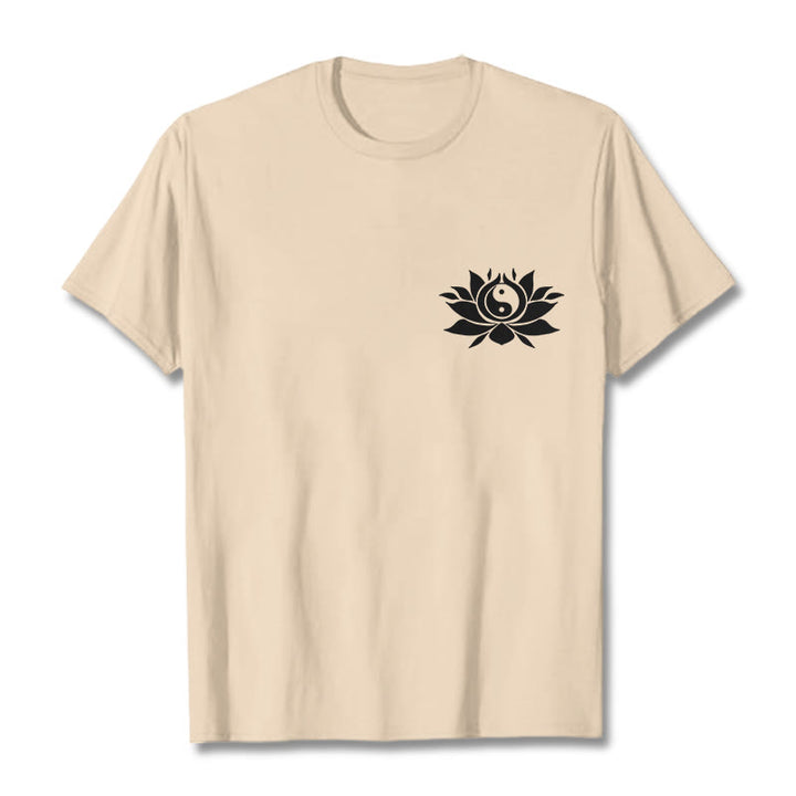 Buddha Stones ​​Yin Yang Lotus Blume Design T T-shirt - Biskuit - 2XL - image 12